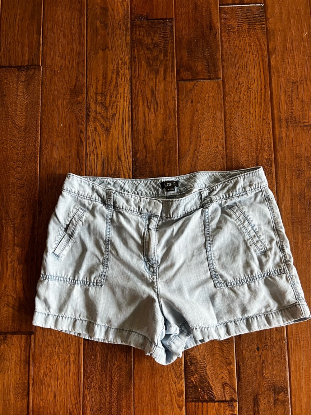LOFT Light Wash Denim Utility Shorts